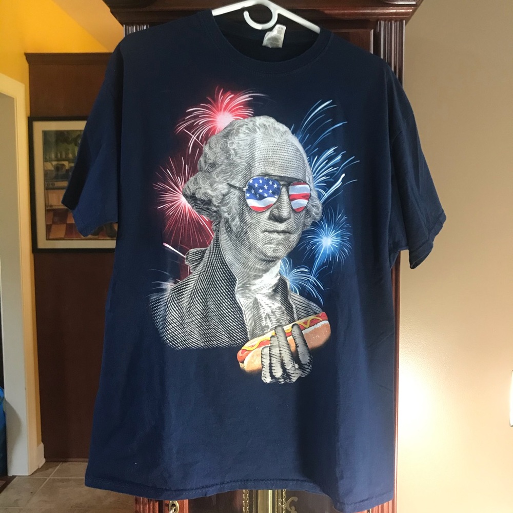 George Washington Hot dog 4th of July shirt xl